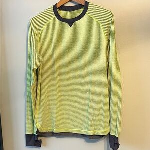 Striped Lime Green and Gray Men's Lululemon Shirt